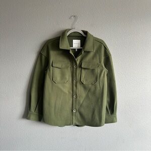 Avec Les Filles Green Button-Up Shirt Jacket Small
